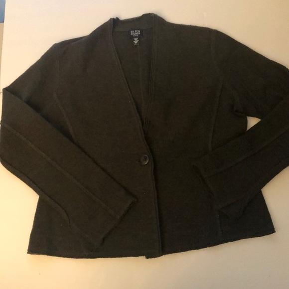 Eileen Fisher Petites Wool One Button Sweater Jacket Size Small Petite - Picture 1 of 7